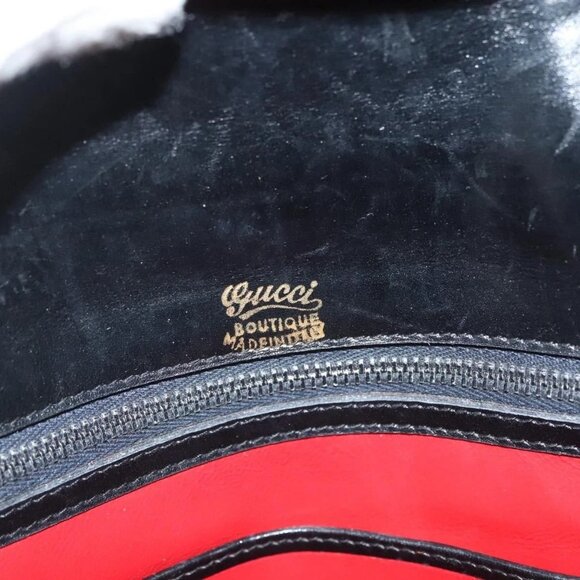 GUCCI Hand Bag Leather Black Gold Auth ep10870 - Picture 10 of 16